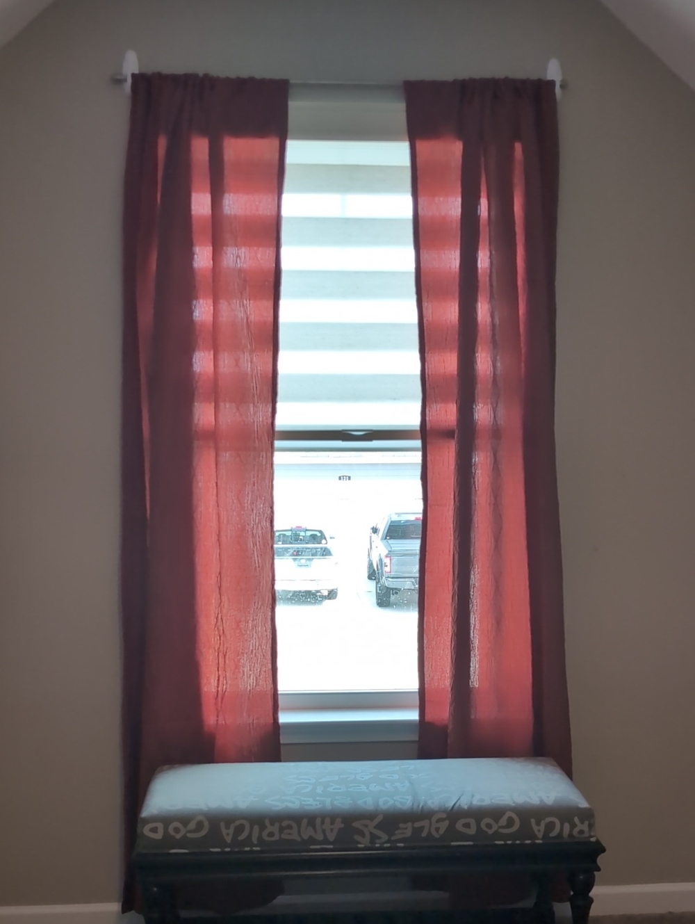 Red Sheer Window Curtains - Home Accents